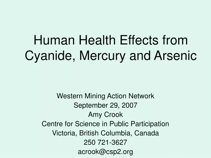 human health effects from cyanide mercury and arsenic