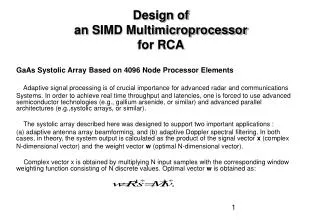 Design of an S IMD Multimicroprocessor for RCA