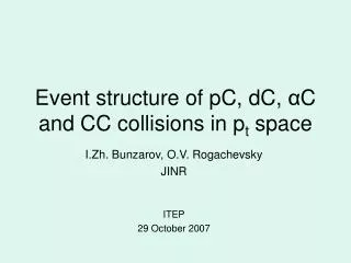 Event structure of pC, dC, α C and CC collisions in p t space