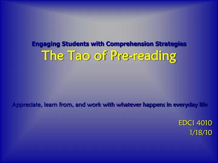 engaging students with comprehension strategies the tao of pre reading