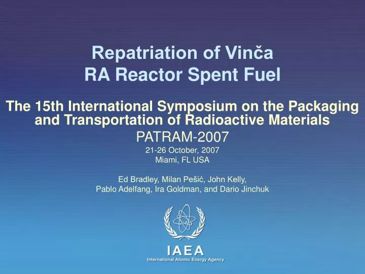 repatriation of vin a ra reactor spent fuel