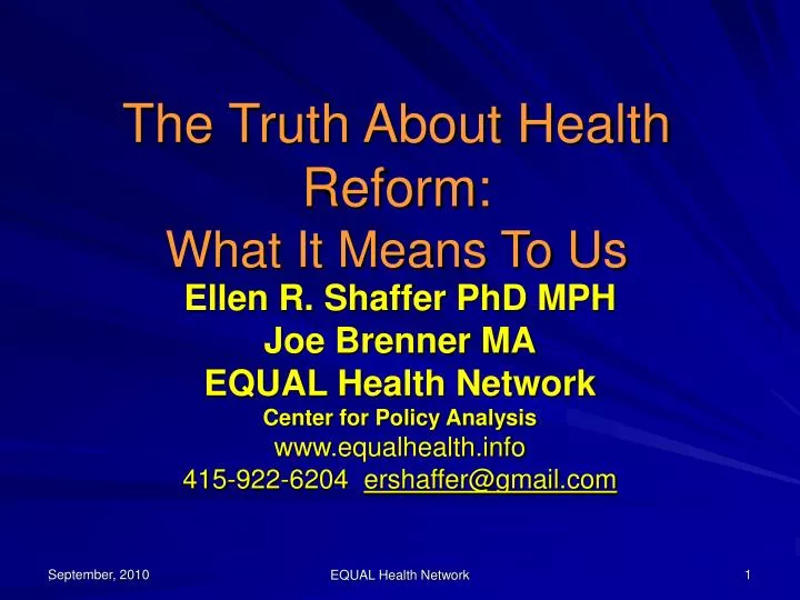 the truth about health reform what it means to us