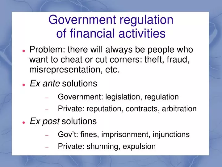government regulation of financial activities