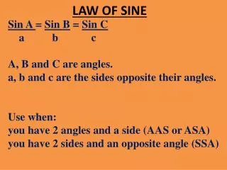 LAW OF SINE