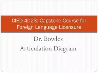 CIED 4023: Capstone Course for Foreign Language Licensure