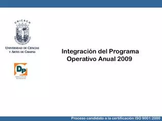 Integración del Programa Operativo Anual 2009