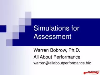 Simulations for Assessment