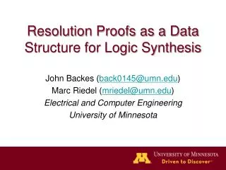 Resolution Proofs as a Data Structure for Logic Synthesis