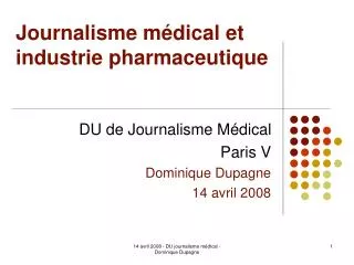 Journalisme médical et industrie pharmaceutique