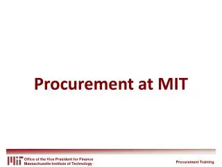 Procurement at MIT
