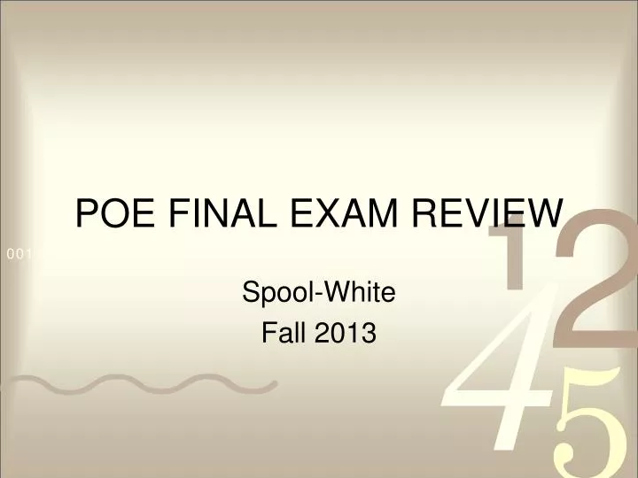 poe final exam review