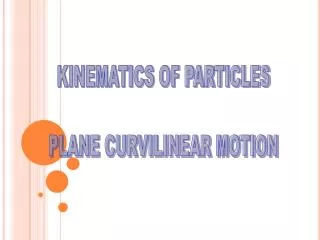 KINEMATICS OF PARTICLES PLANE CURVILINEAR MOTION