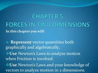 CHAPTER 5 FORCES IN TWO DIMENSIONS