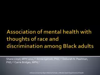 Association of mental health with thoughts of race and discrimination among Black adults