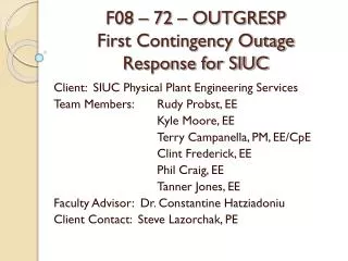 F08 – 72 – OUTGRESP First Contingency Outage Response for SIUC