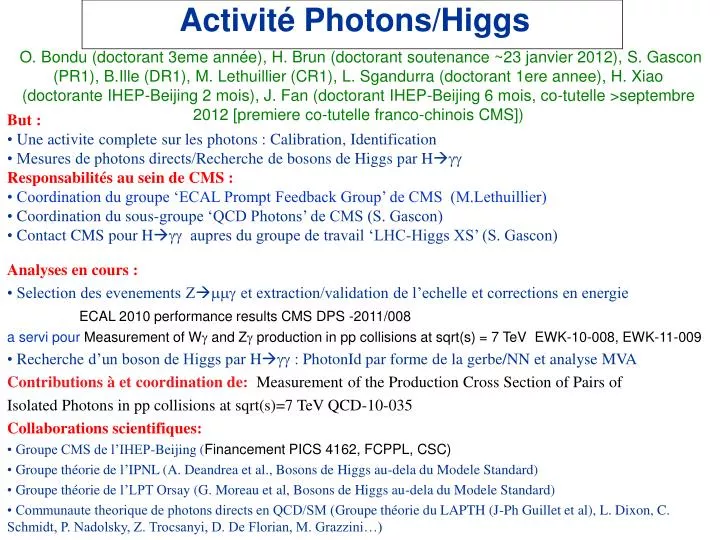 activit photons higgs