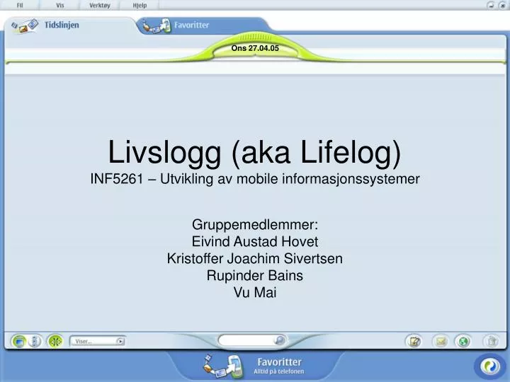 livslogg aka lifelog inf5261 utvikling av mobile informasjonssystemer