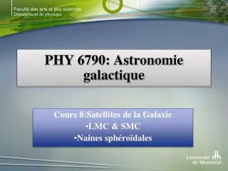 PHY 6790: Astronomie galactique