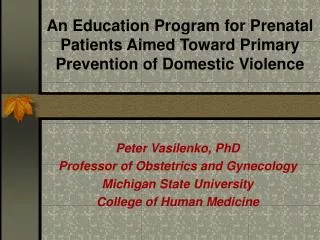 An Education Program for Prenatal Patients Aimed Toward Primary Prevention of Domestic Violence