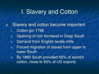 I. Slavery and Cotton