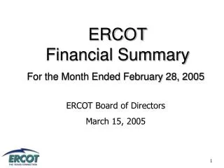 ERCOT Financial Summary