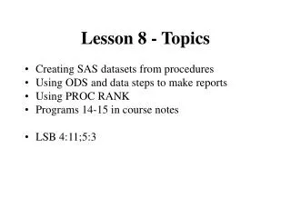 Lesson 8 - Topics