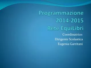 Programmazione 2014-2015 Rete EquiLibri