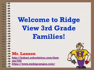 Welcome to Ridge View 3rd Grade Families!