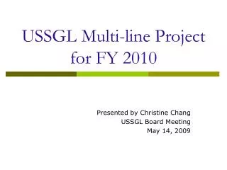 USSGL Multi-line Project for FY 2010