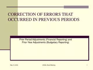 CORRECTION OF ERRORS THAT OCCURRED IN PREVIOUS PERIODS