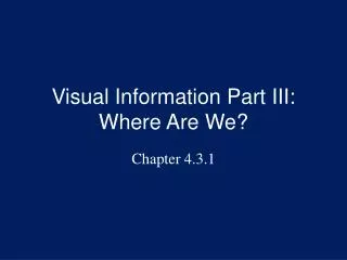 Visual Information Part III: Where Are We?