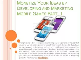 Monetize your ideas by developing and marketing mobile P - 1