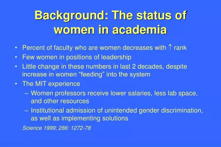 background the status of women in academia