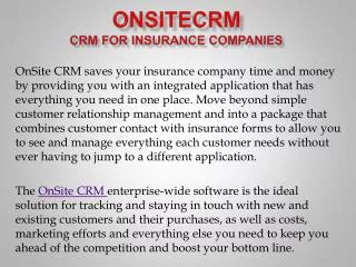 Onsitecrm:CRM for Insurance Companies