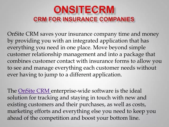 onsitecrm crm for insurance companies
