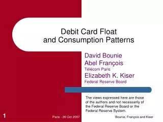 Debit Card Float and Consumption Patterns