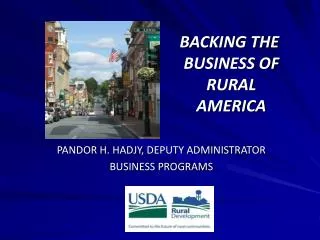 BACKING THE BUSINESS OF RURAL AMERICA