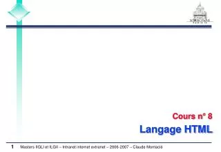 Cours n° 8 Langage HTML