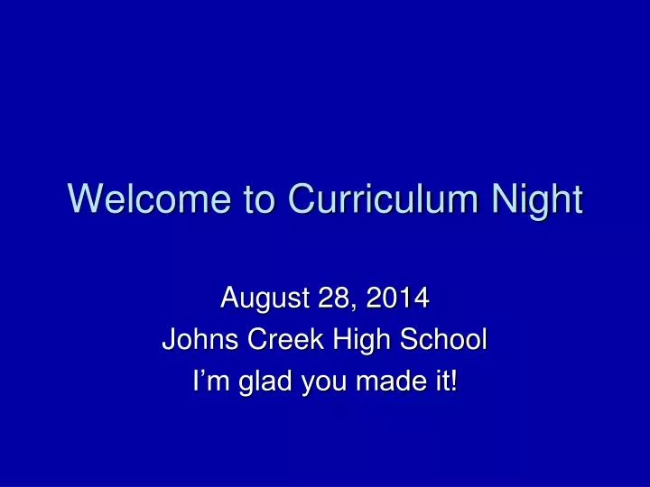 welcome to curriculum night