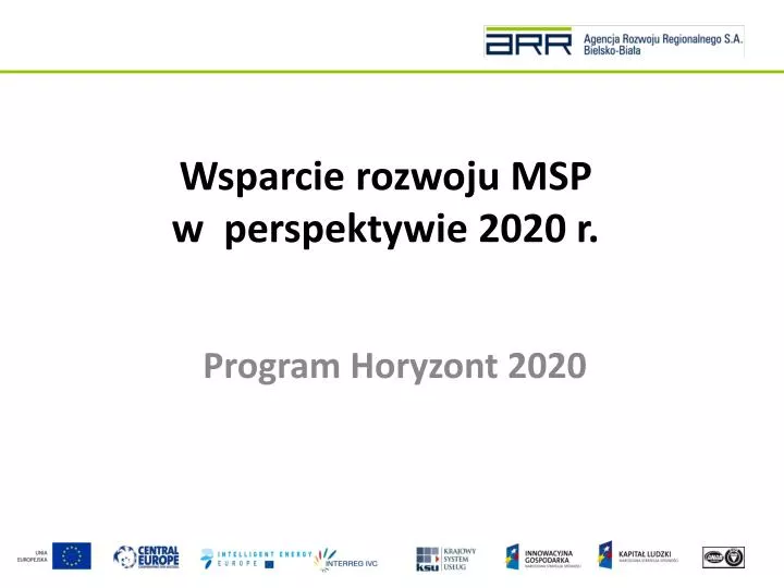 wsparcie rozwoju msp w perspektywie 2020 r