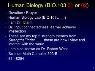 Human Biology (BIO.103 01 or 02 )