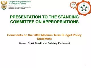 PRESENTATION TO THE STANDING COMMITTEE ON APPROPRIATIONS