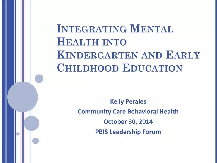 integrating mental health into kindergarten and early childhood education