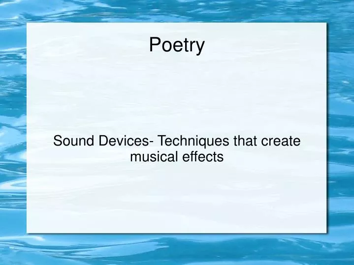 sound devices techniques that create musical effects