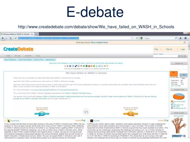 e debate http www createdebate com debate show we have failed on wash in schools