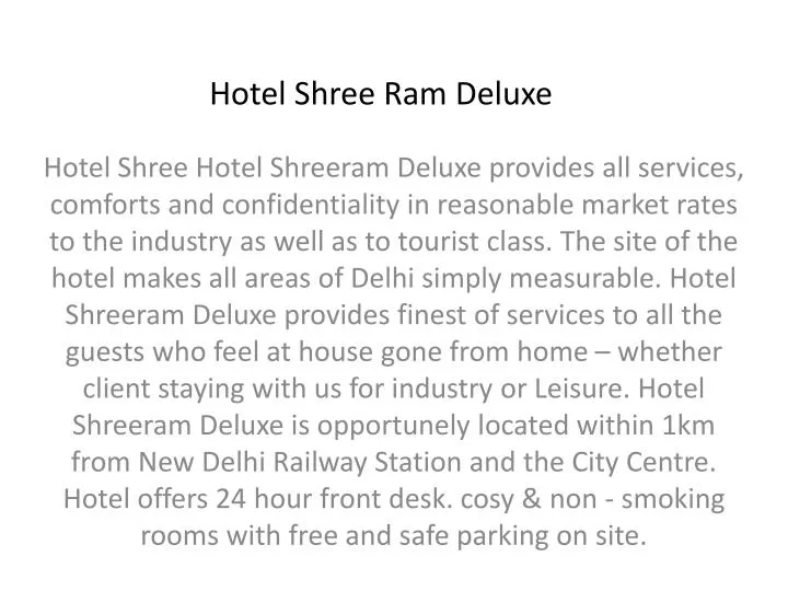 hotel shree ram deluxe