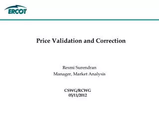 Price Validation and Correction