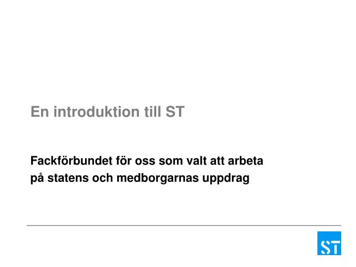 en introduktion till st