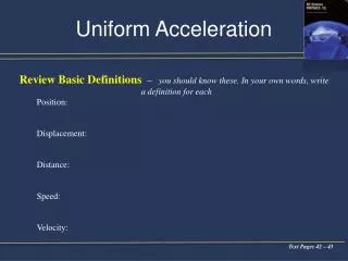 Uniform Acceleration