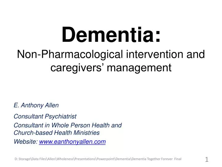 dementia non pharmacological intervention and caregivers management